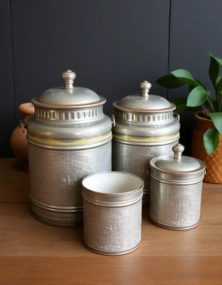 Ensemble de boîtes de conservation en métal vintage