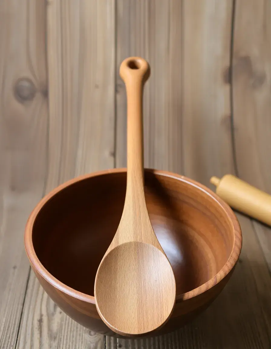 Louche en bois profonde pour servir les lentilles