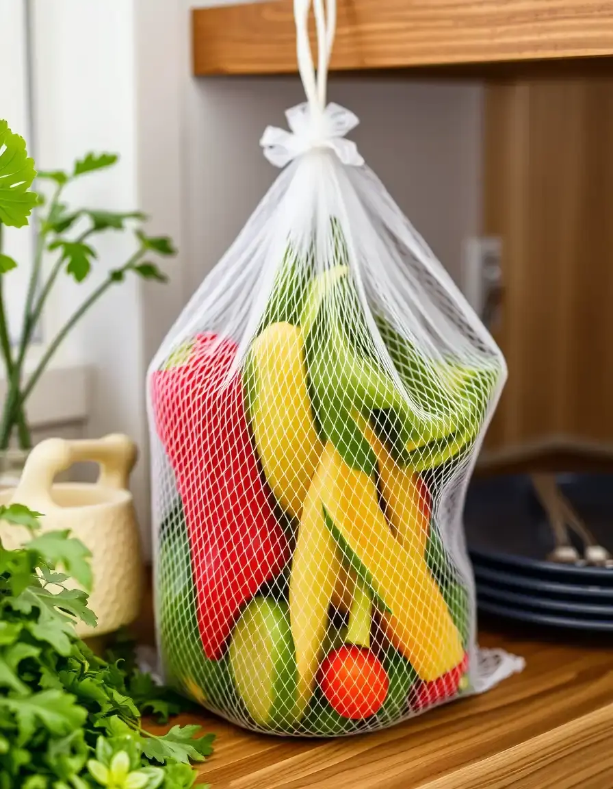 Sac de rangement en filet pour légumes