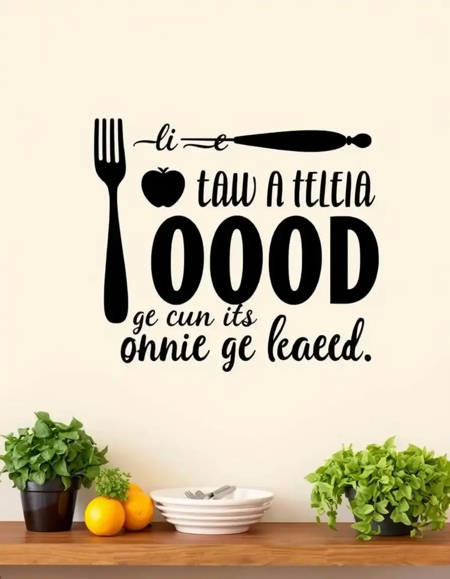 Sticker mural citation cuisine deco idee cuisine