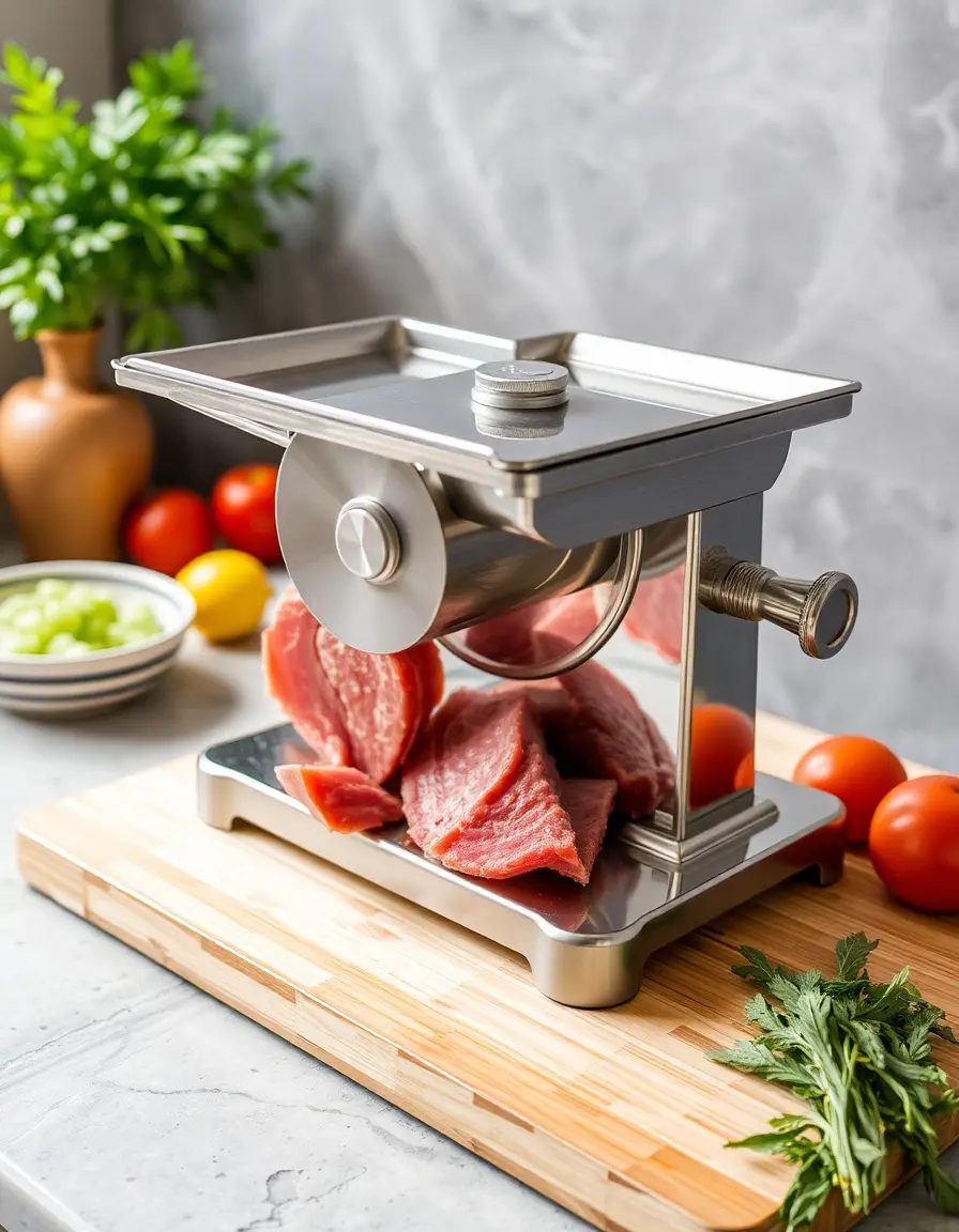 Trancheuse à viande manuelle ajustable pour delicatessen cuisine