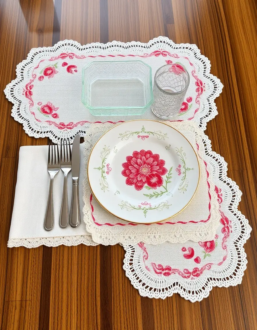 Set de table brodé élégant pour décoration de table de cuisine