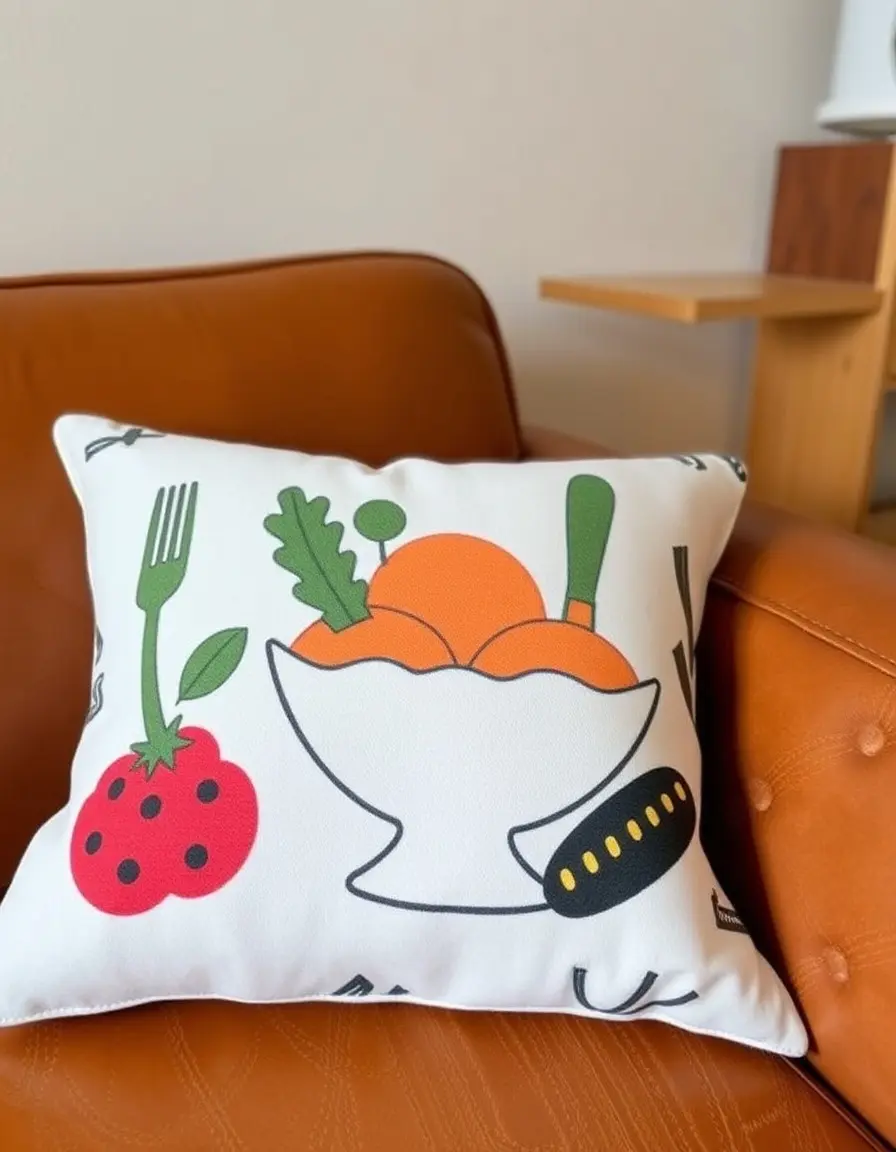 Housse de coussin thématique cuisine et nourriture
