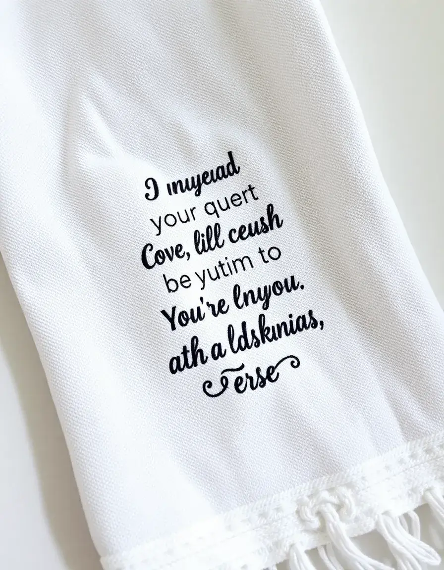 Torchon de cuisine brodé avec message inspirant coton qualité