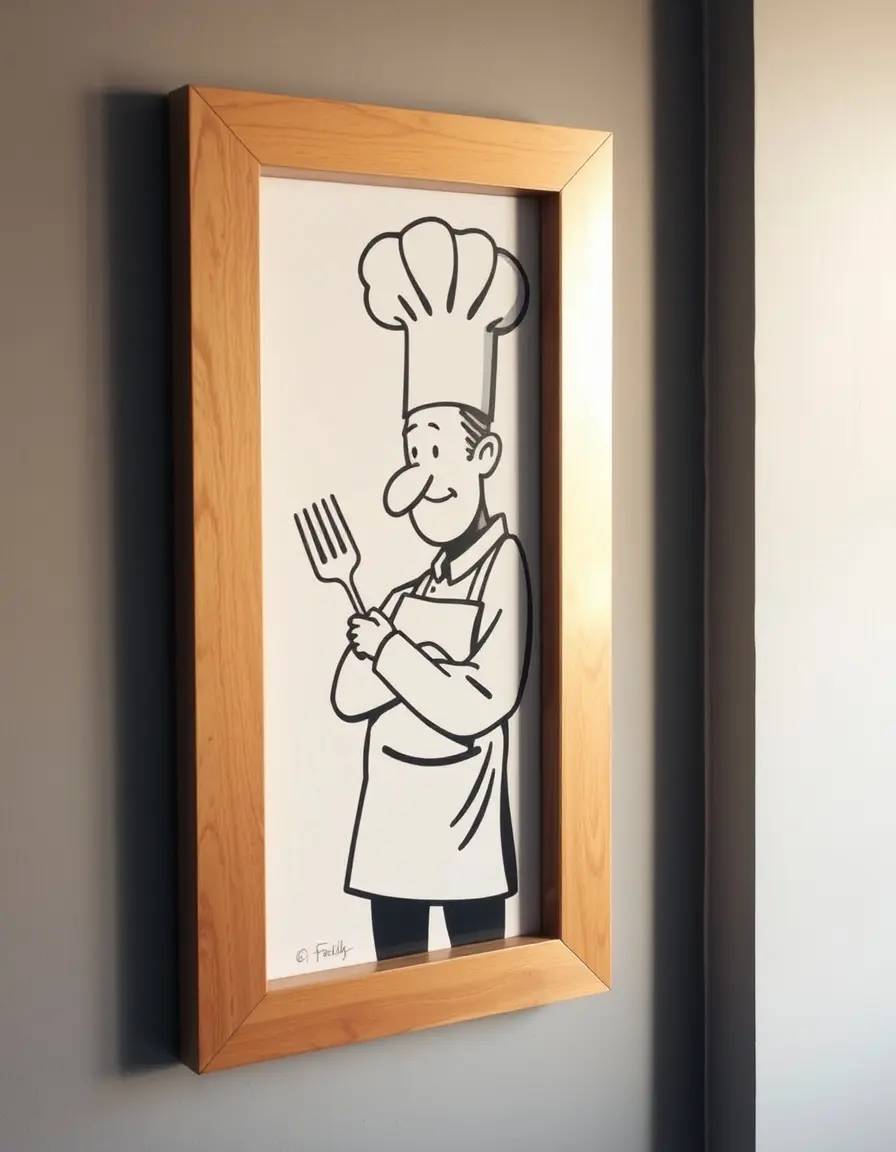 Affiche murale encadrée représentant un chef cuisinier art moderne