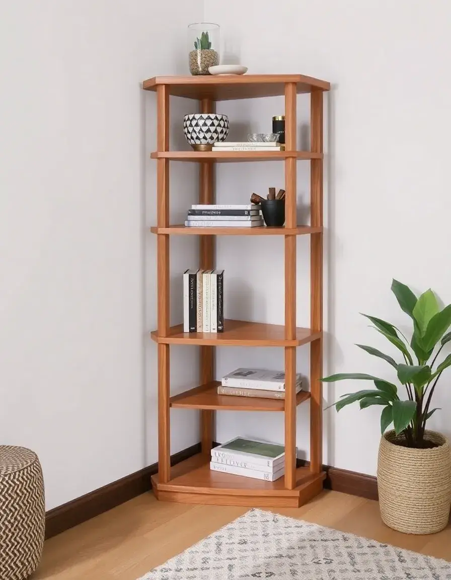 Etagere de cuisine d'angle en bois pour optimiser l'espace