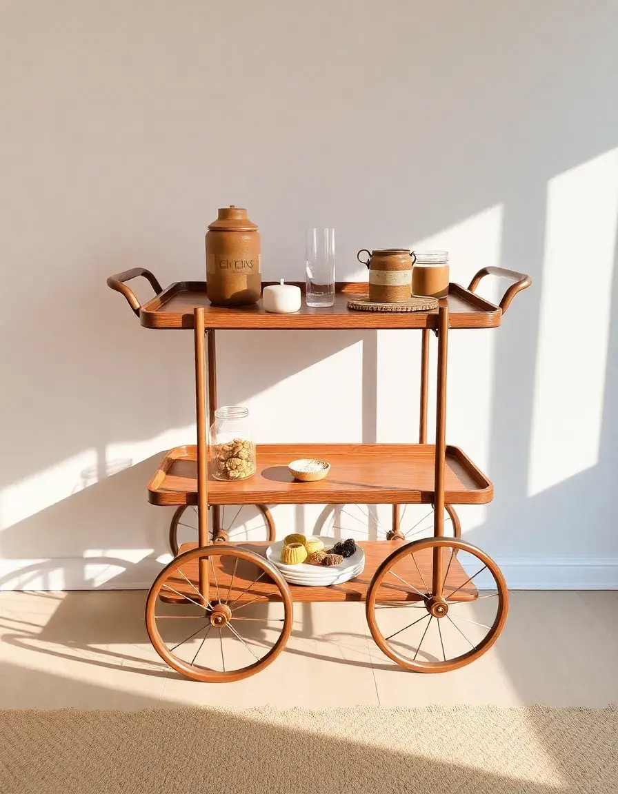 Chariot de cuisine sur roulettes avec étagères