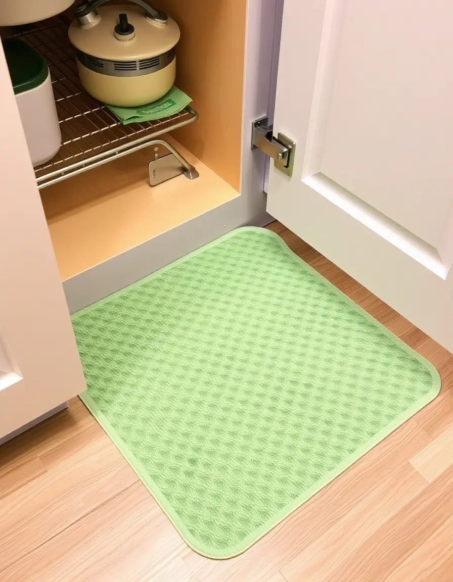Tapis absorbant gris pour fond de meuble sous évier