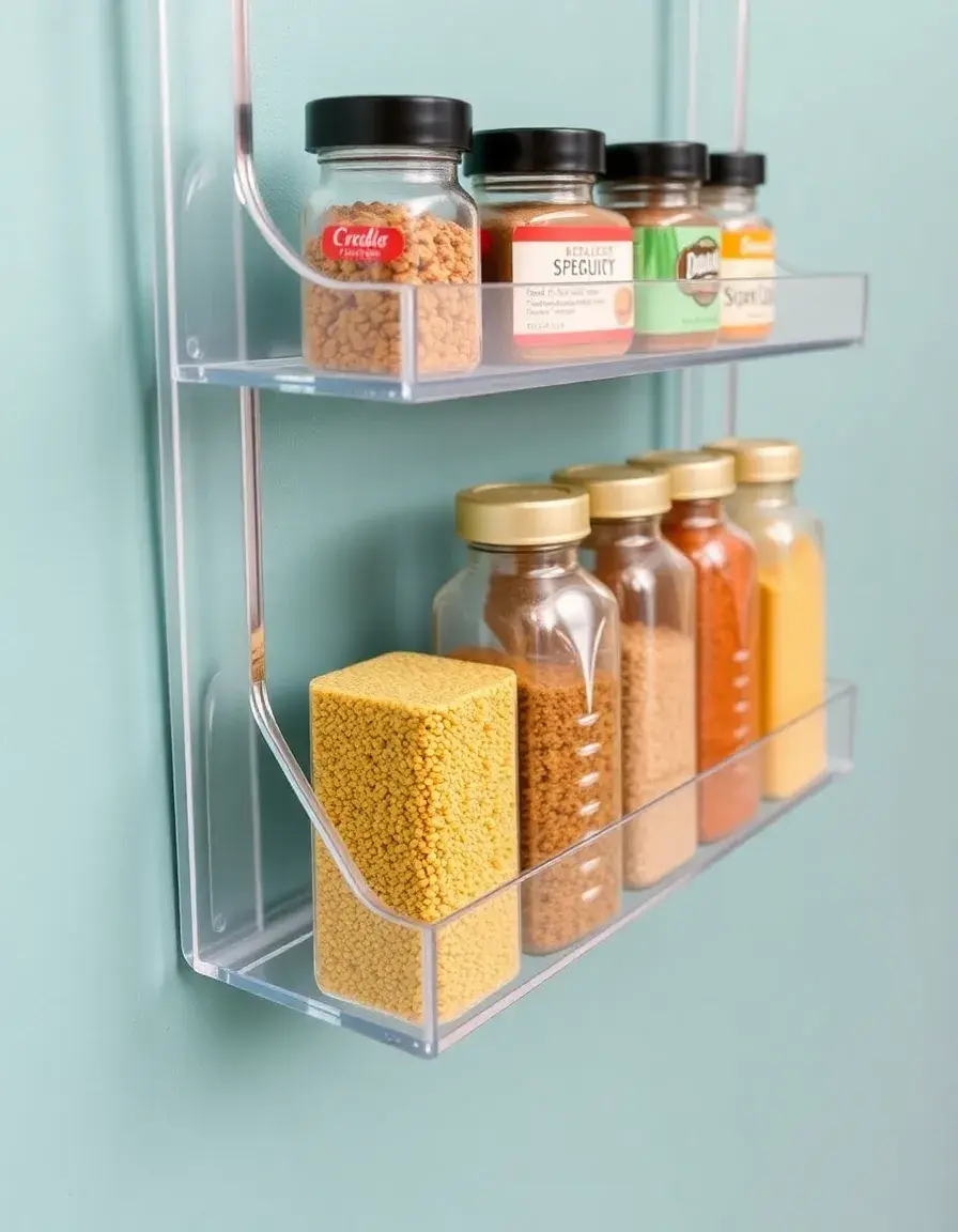 Étagère à épices verticale en acrylique transparent murale