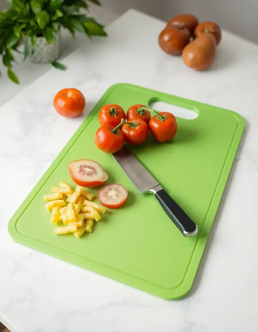 Planche à découper antidérapante verte pour commis de cuisine