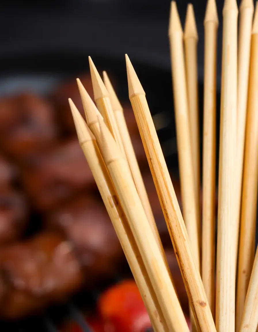 Ensemble de brochettes de barbecue en bambou pour grillades saines