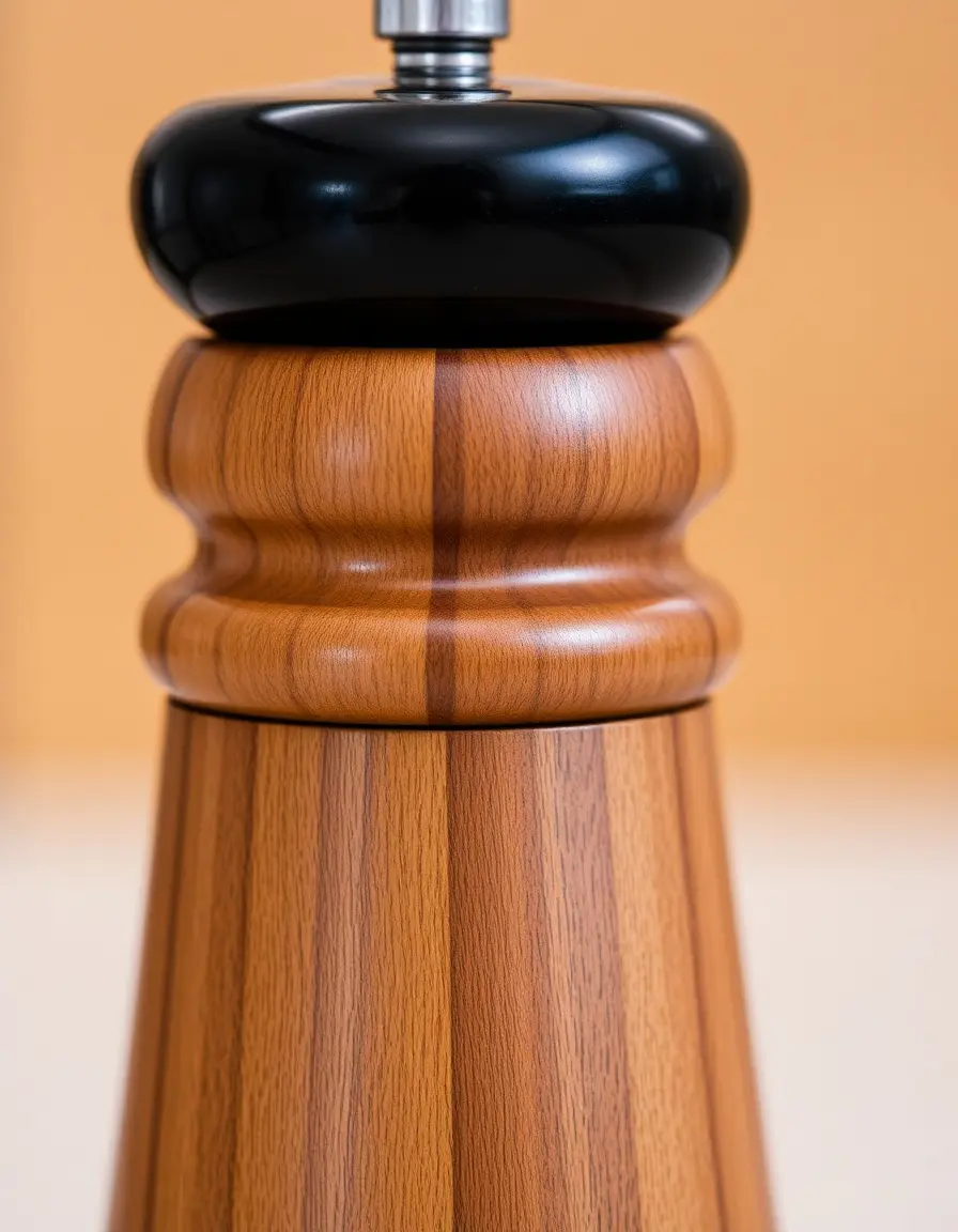 Salière en bois avec bouchon noir