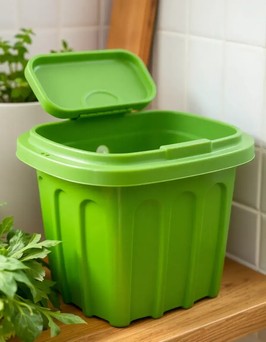 Petit composteur de cuisine vert pour plan de travail