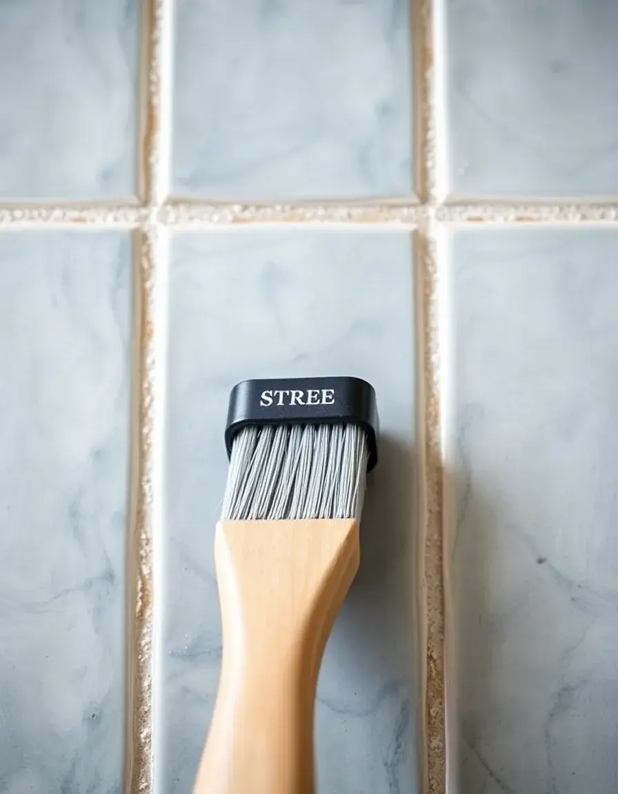 Brosse à joints coudée avec poils rigides pour faience cuisine