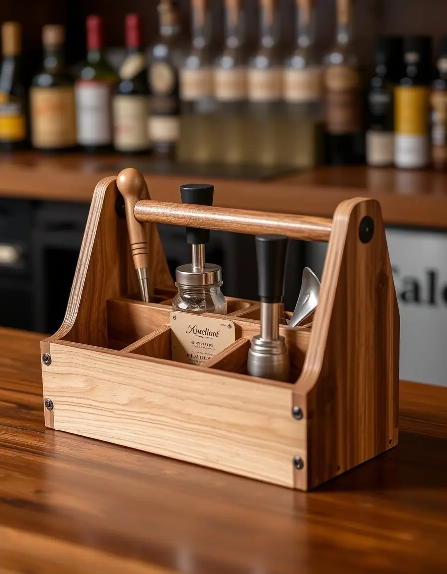 Bar Tool Caddy en bois pour table haute cuisine