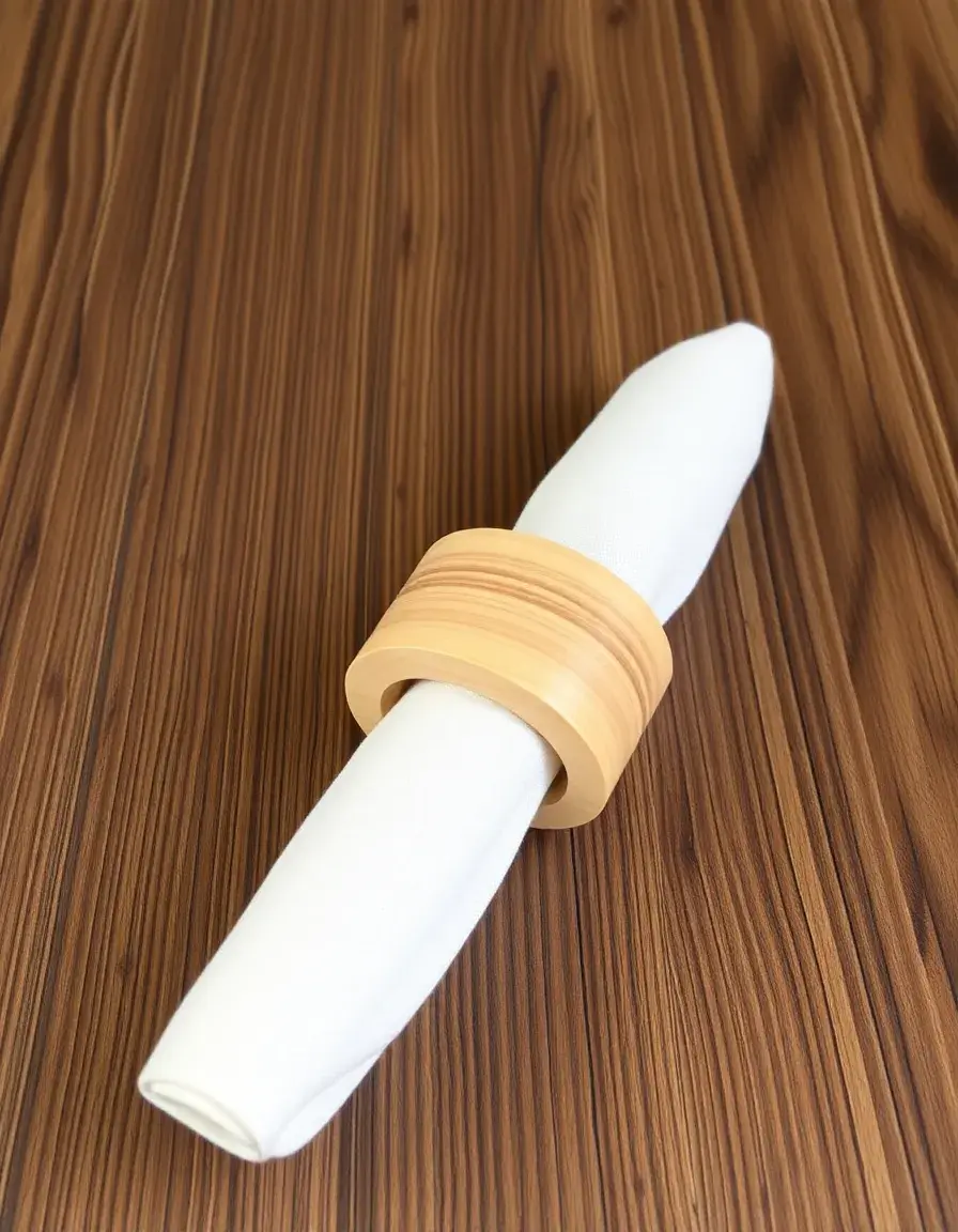 Anneaux de serviette en bois finition naturelle