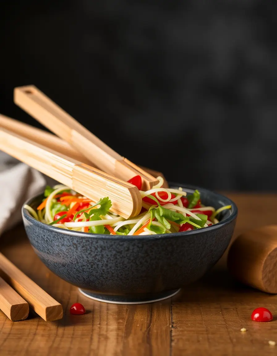 Pinces à salade en bambou avec système de verrouillage