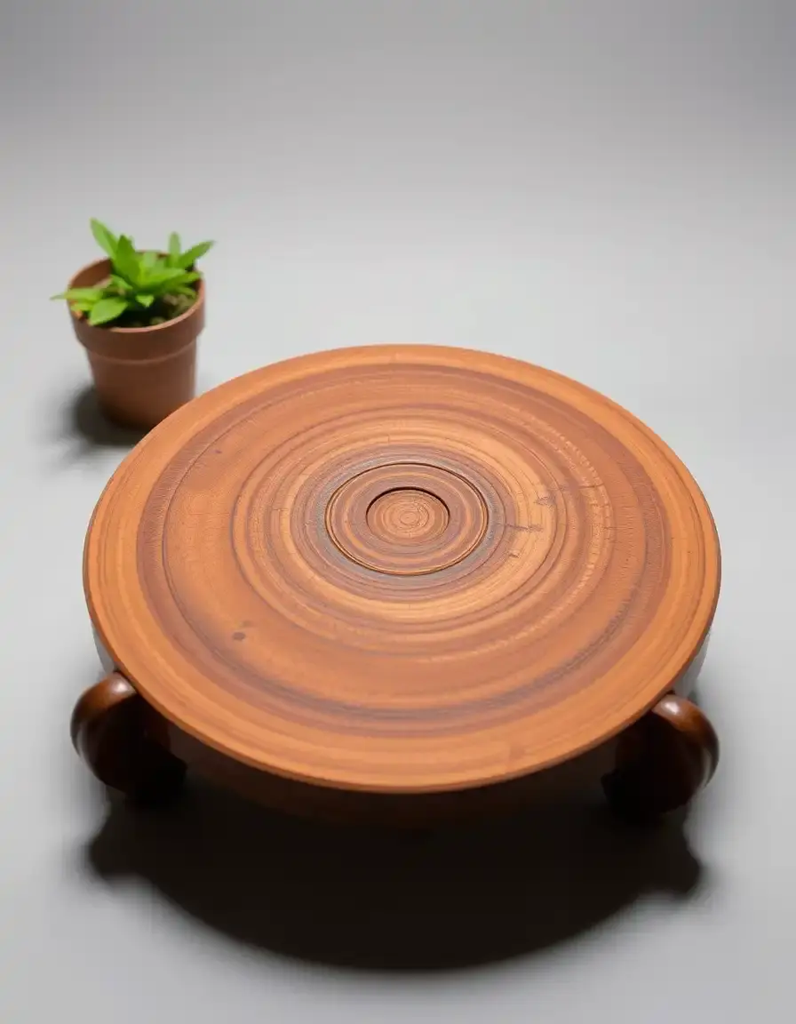 Dessous de plat rond en bois avec base en liège