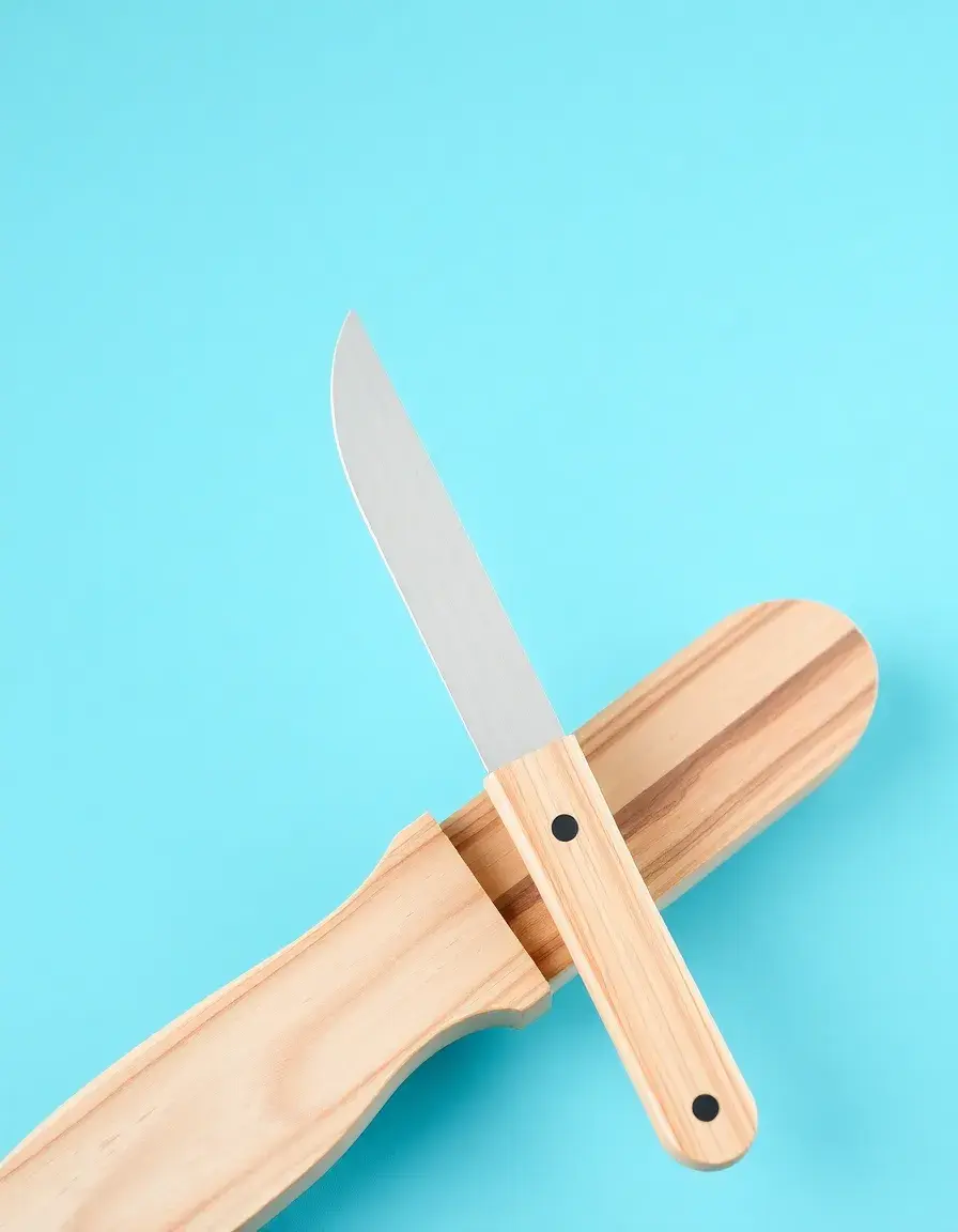 Couteau en bois jouet enfant sécurisé bords arrondis cuisine en bois enfant