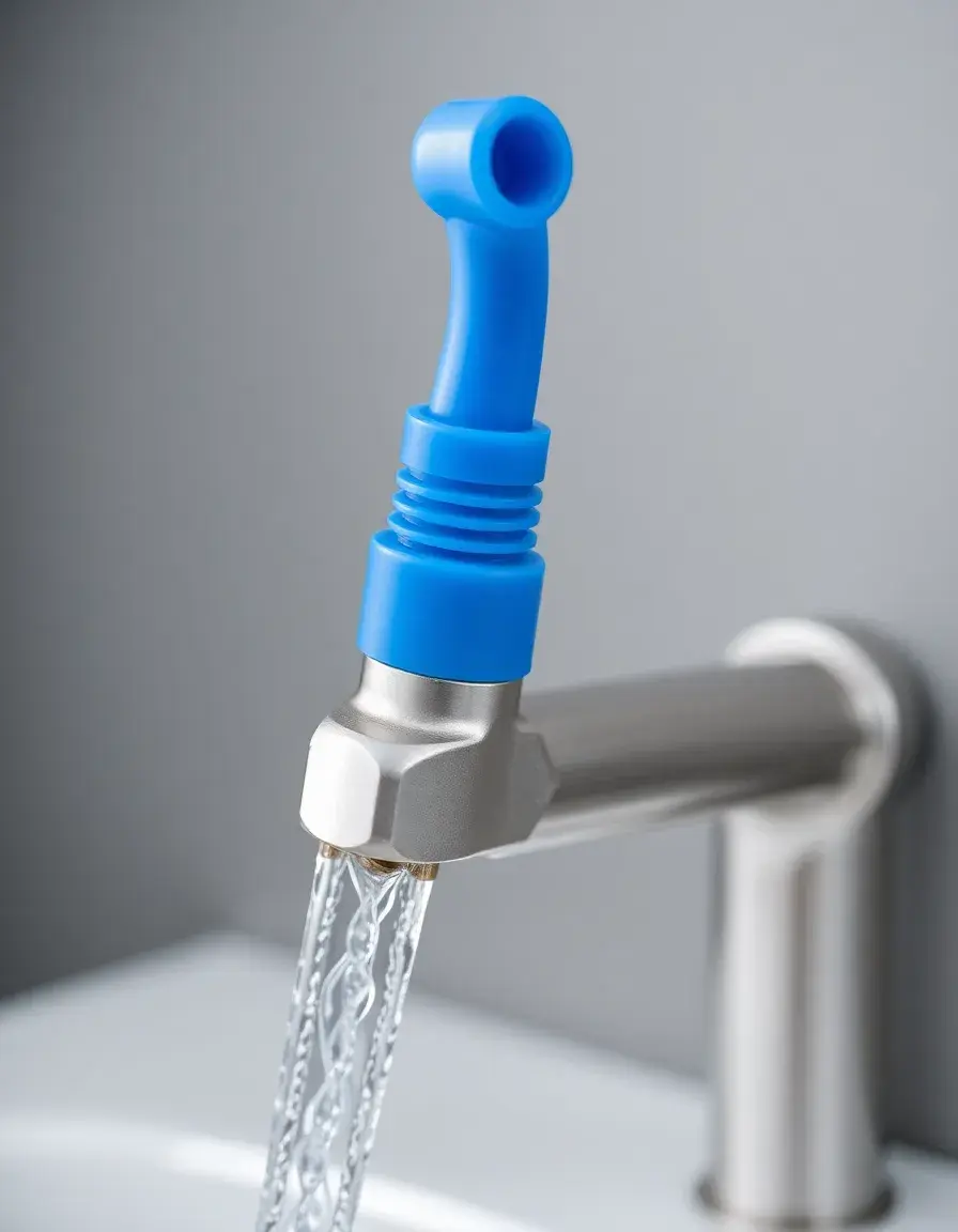 Extension de robinet flexible en silicone bleu