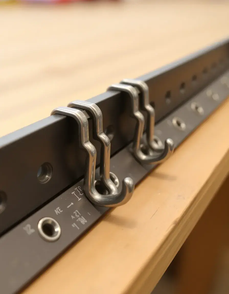Rail à crochets adhésif pour ustensiles de cuisine