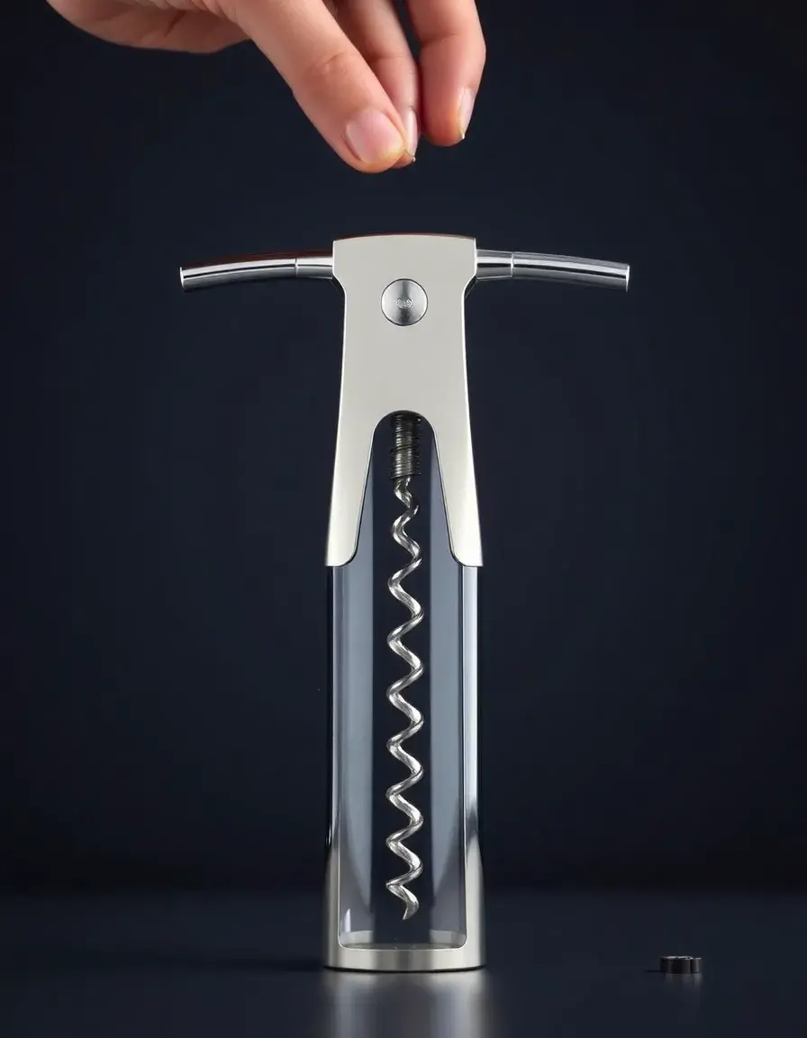Tire-bouchon à levier professionnel chrome