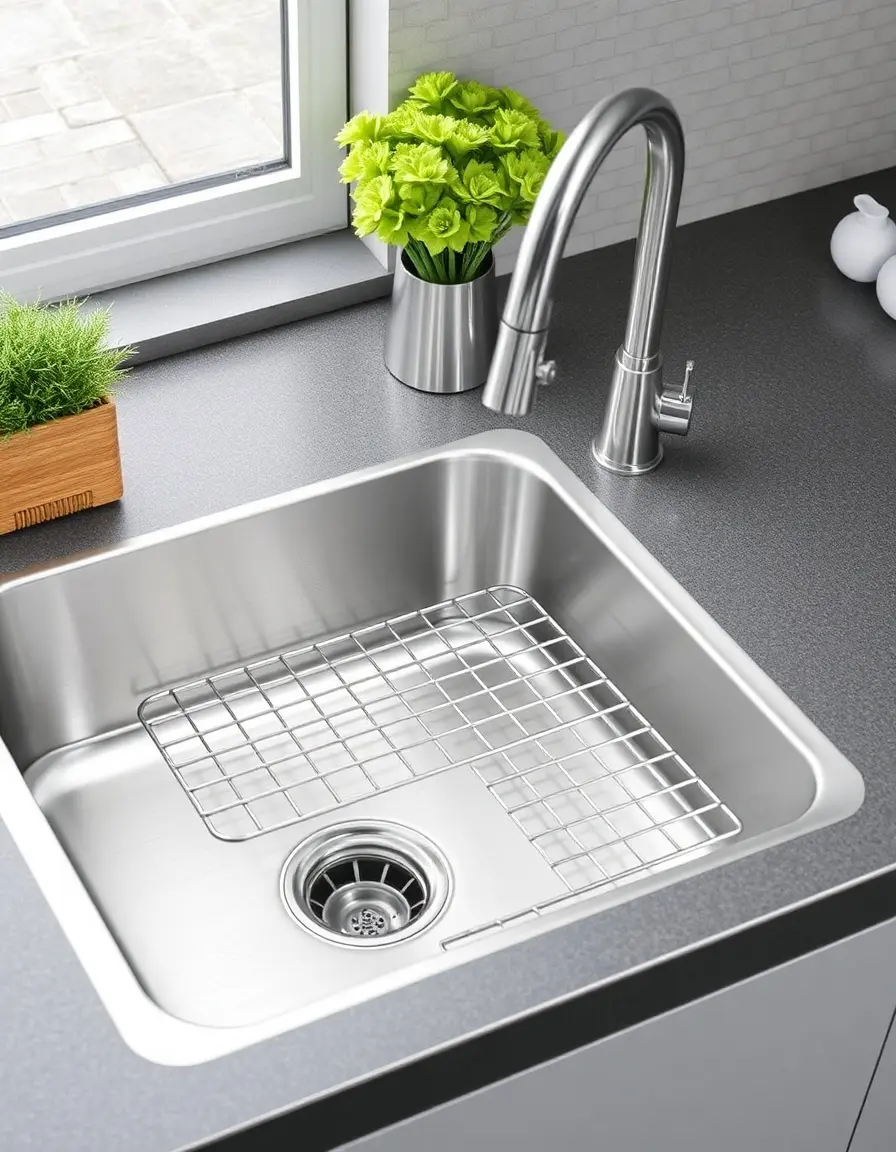Grille de protection en acier inoxydable pour evier cuisine 1 bac