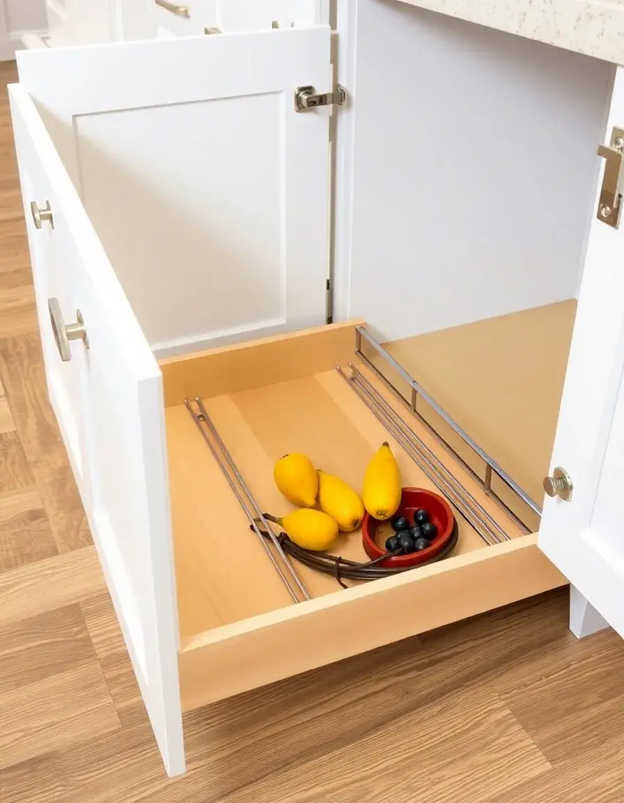 Tiroir coulissant en fil métallique pour meuble cuisine bas