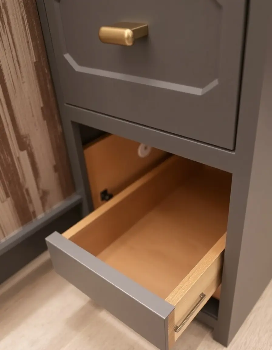 Tiroir de plinthe caché pour rangement cuisine bas