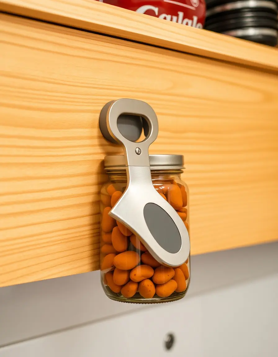 Jar Opener Grip : Ouvre-bocal ergonomique fixé sous le meuble