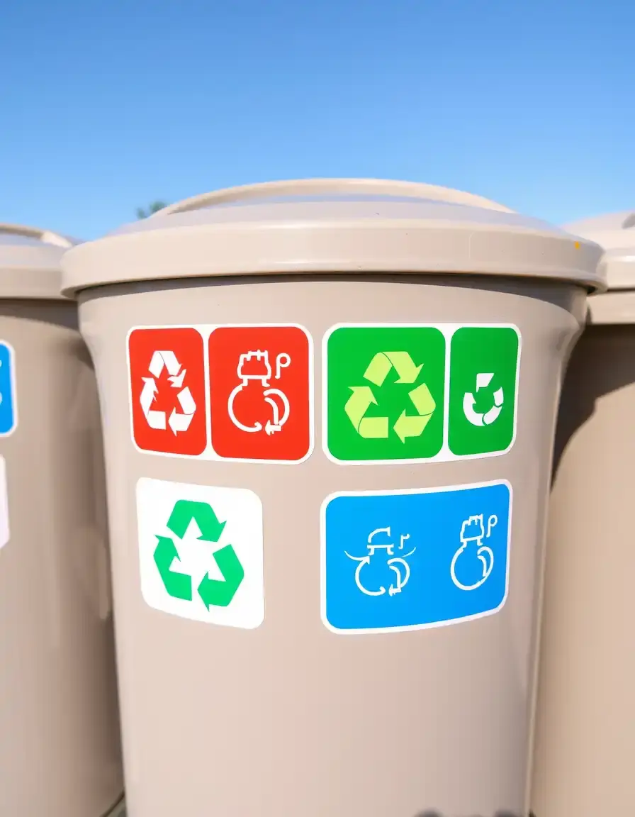 Stickers de tri sélectif avec icônes colorées pour poubelles