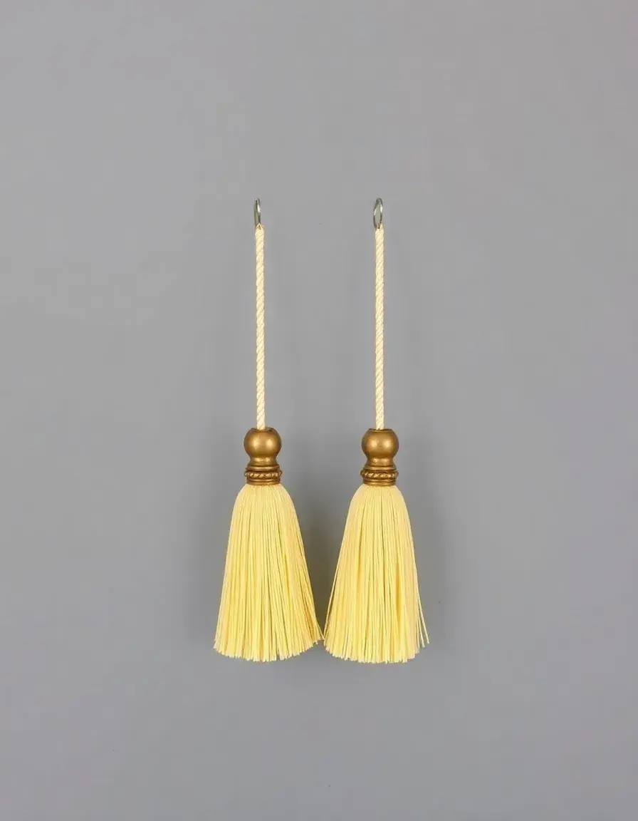 Paire d'embrasses décoratives à pompons pour rideau style campagne