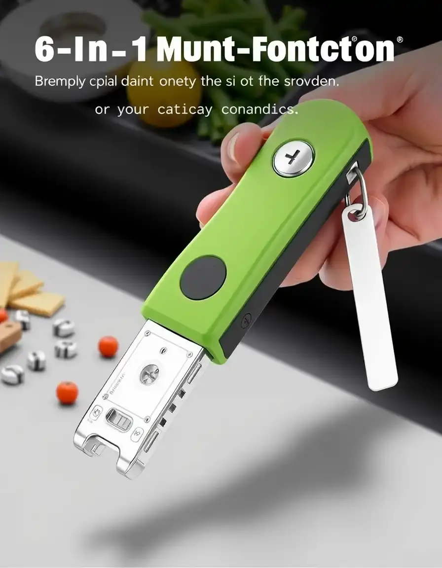 Outil ouvre-boîte multifonction 6-en-1 ergonomique pour la cuisine