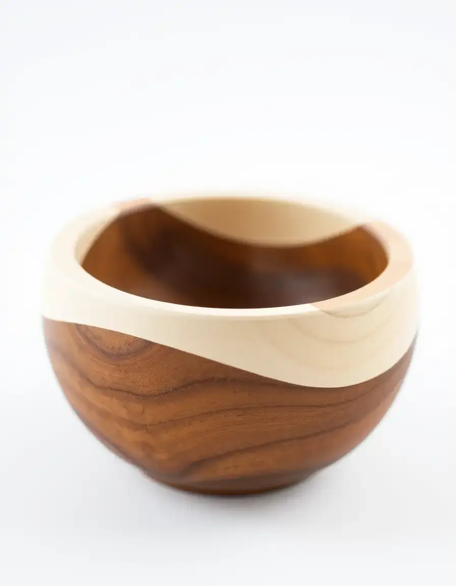 Bol en bois avec bordure blanche contenant des fruits frais