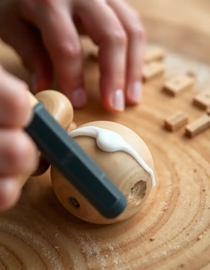 Spatule en bois avec embout en silicone blanc