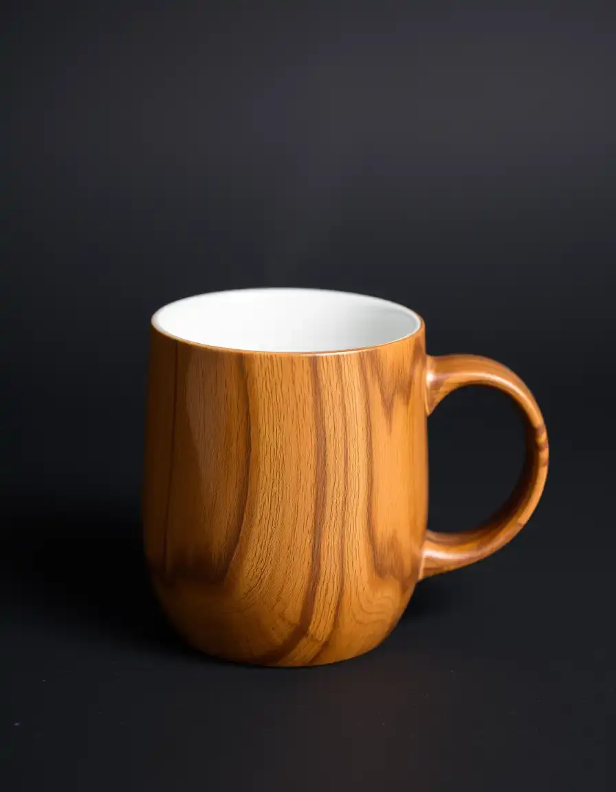 Mug en bois avec intérieur laqué blanc