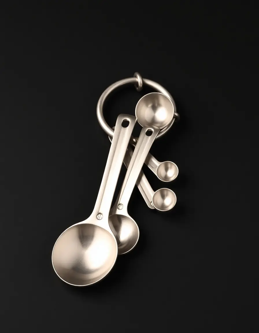 Ensemble de cuillères à mesurer en métal sur anneau