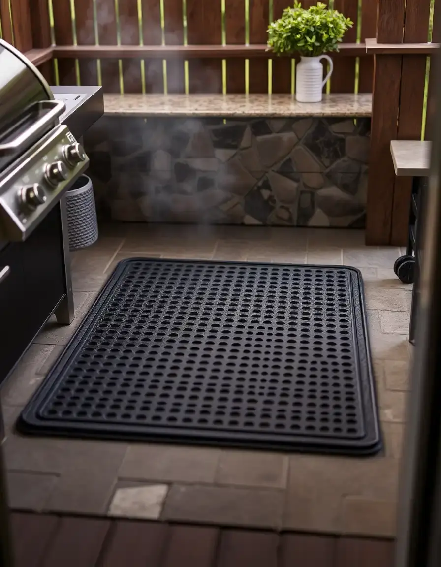 Tapis de sol résistant à la chaleur pour zone de grillade extérieur