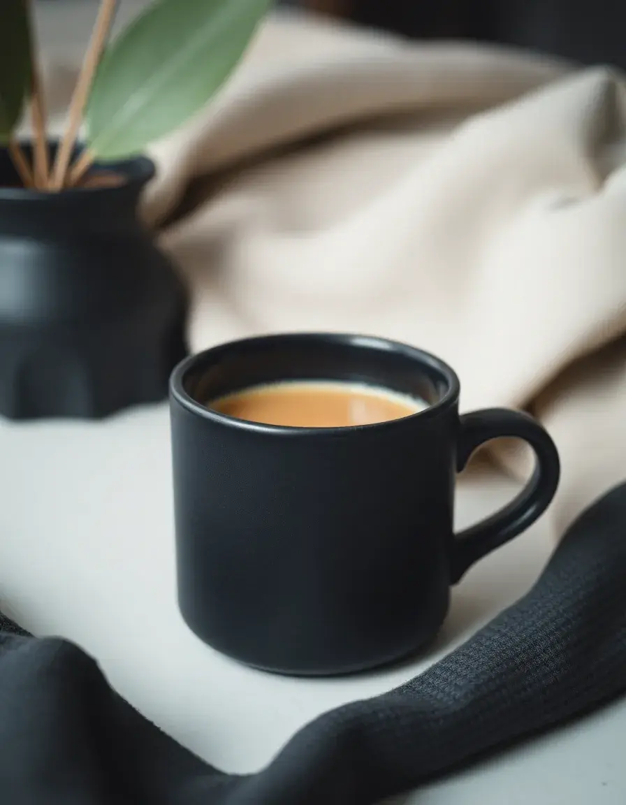 Mug en céramique noir mat pour café ou thé