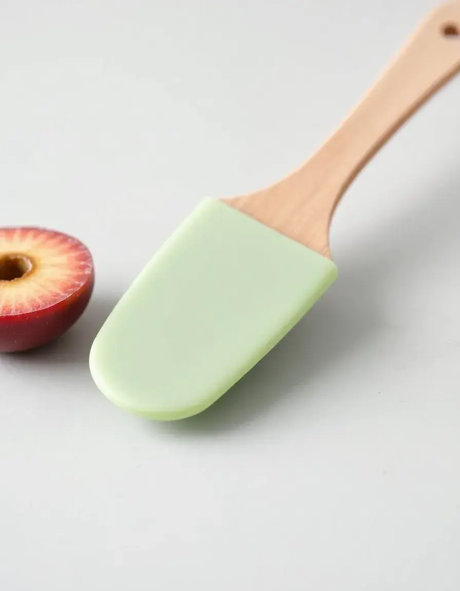 Spatule en silicone vert sauge de haute qualité sur un plan de travail en marbre