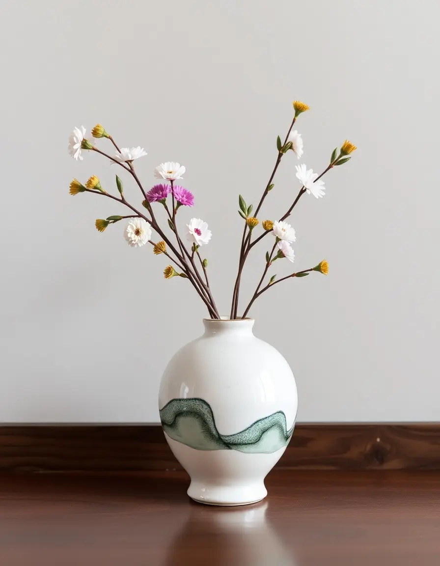 Petit vase décoratif en céramique blanche style minimaliste pour déco cuisine