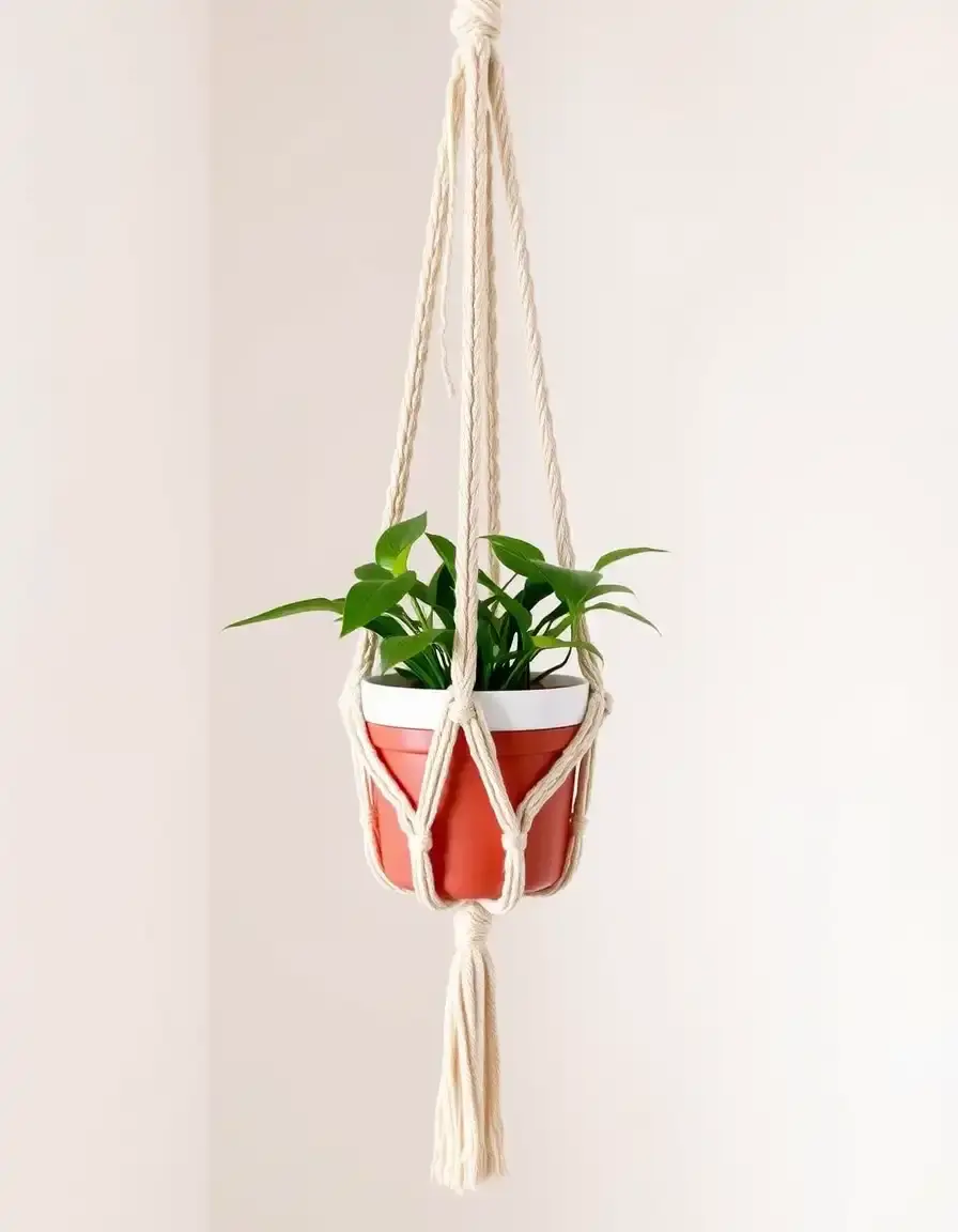 Suspension en macramé pour plantes vertes déco cuisine bohème