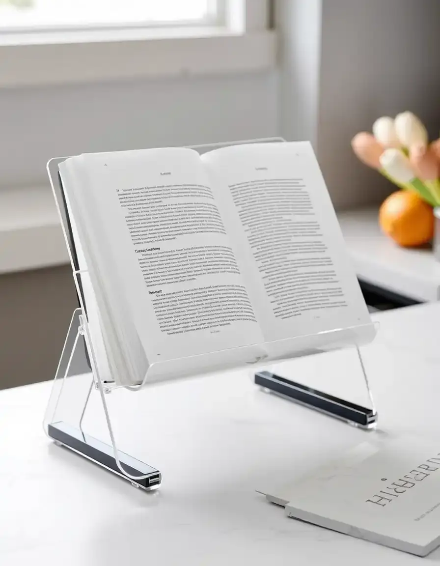 Support ajustable pour livre de cuisine en acrylique transparent