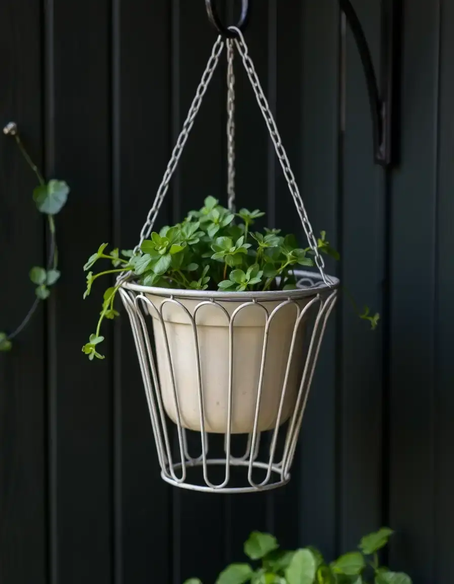 Panier suspendu d'angle en métal