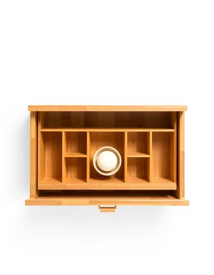 Organisateur de tiroir en bambou pour buffet cuisine