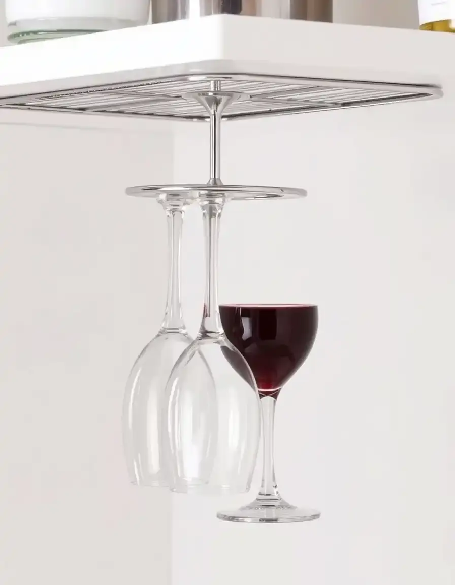 Support suspendu pour verres à vin chromé