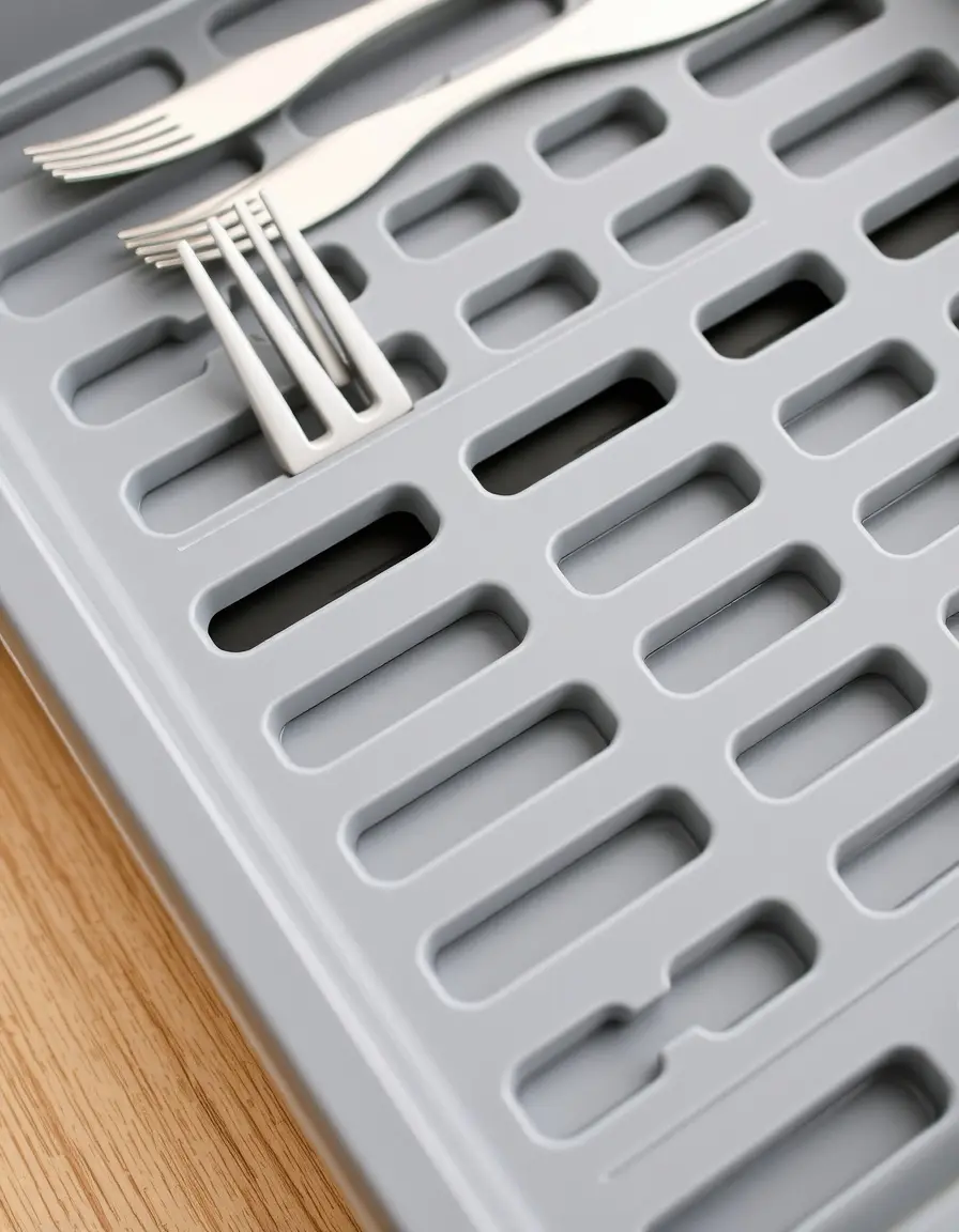 Range-couverts extensible en plastique gris