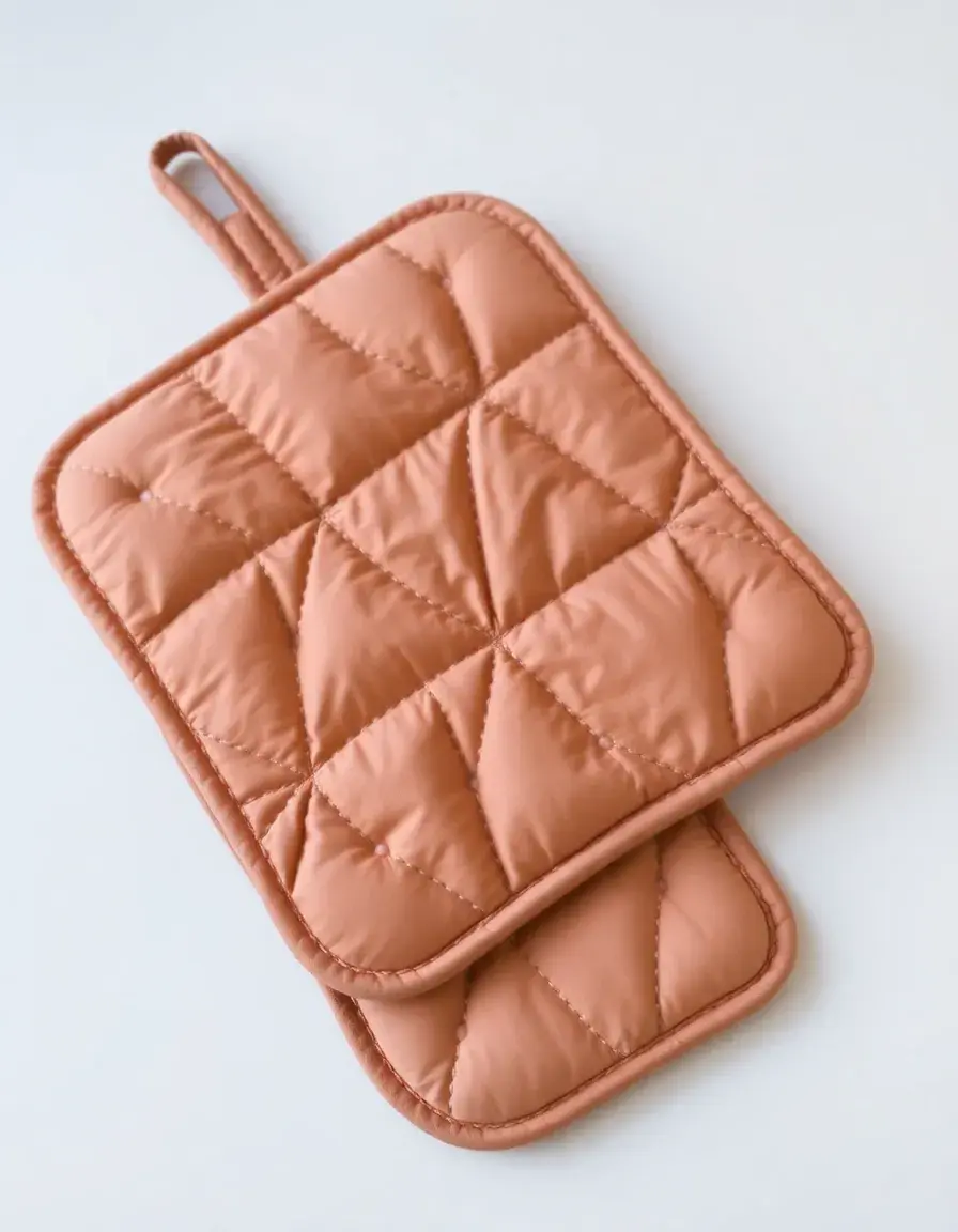 Maniques et dessous de plat matelassés en tissu