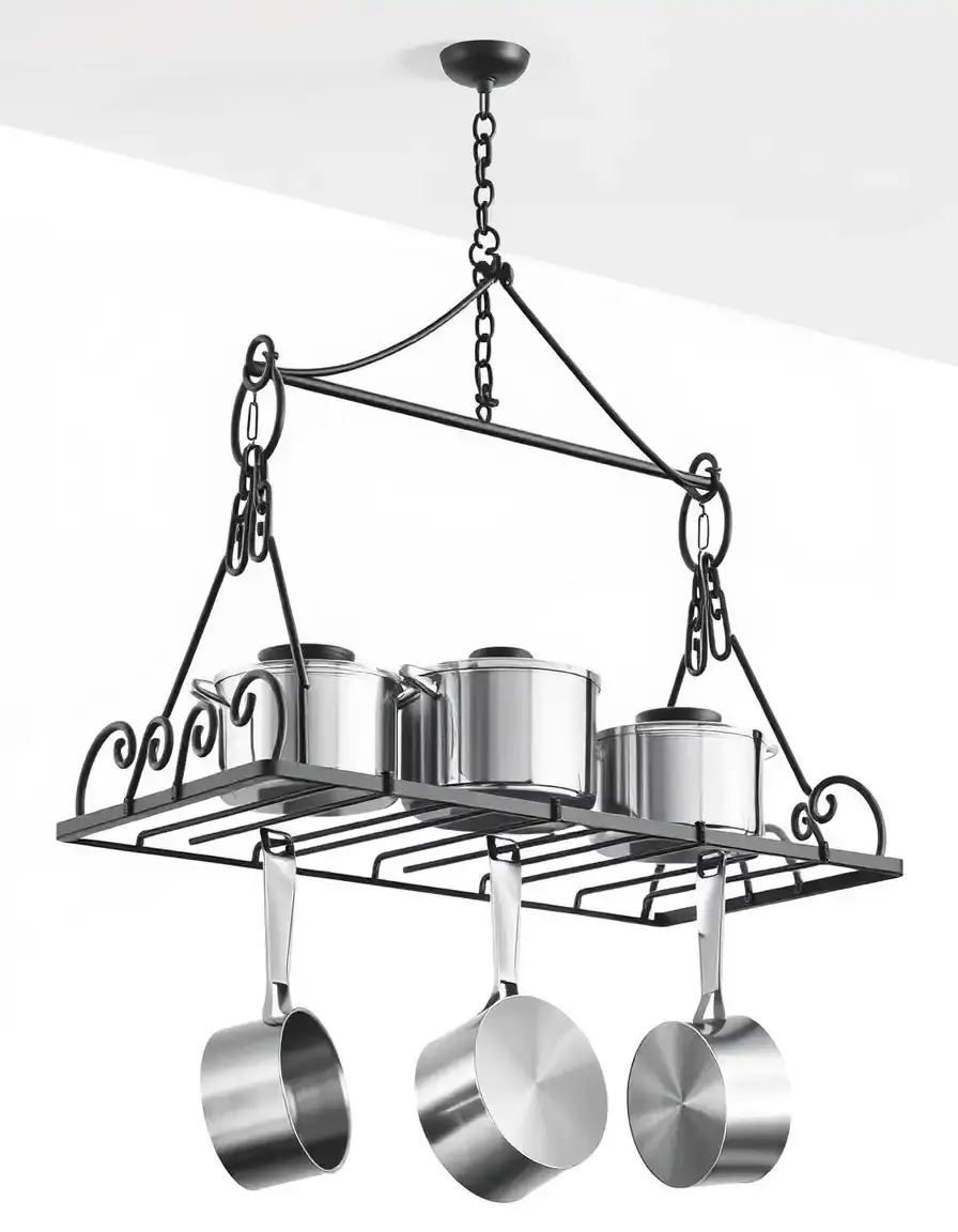 Rangement suspendu pour casseroles et poêles au plafond