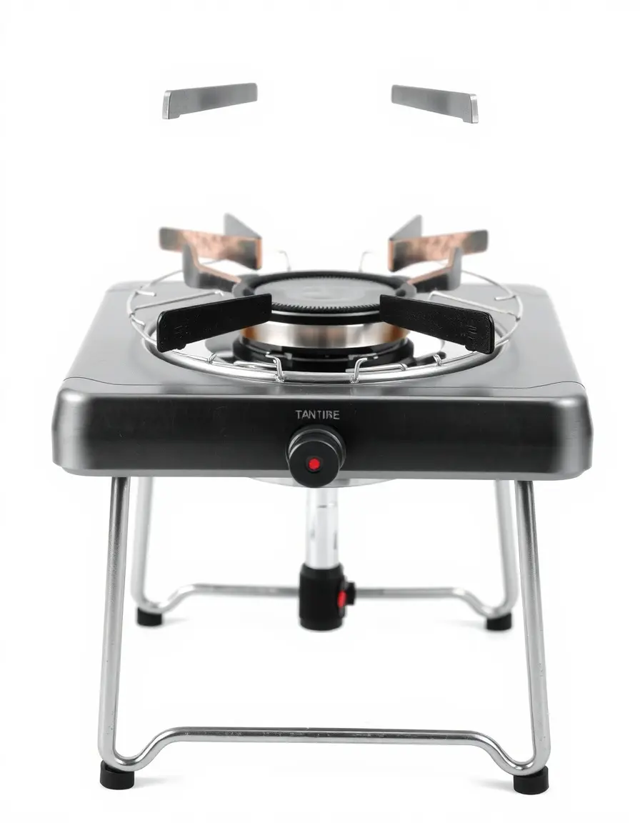 Brûleur gaz portable compact en acier inoxydable pour cuisine extérieure